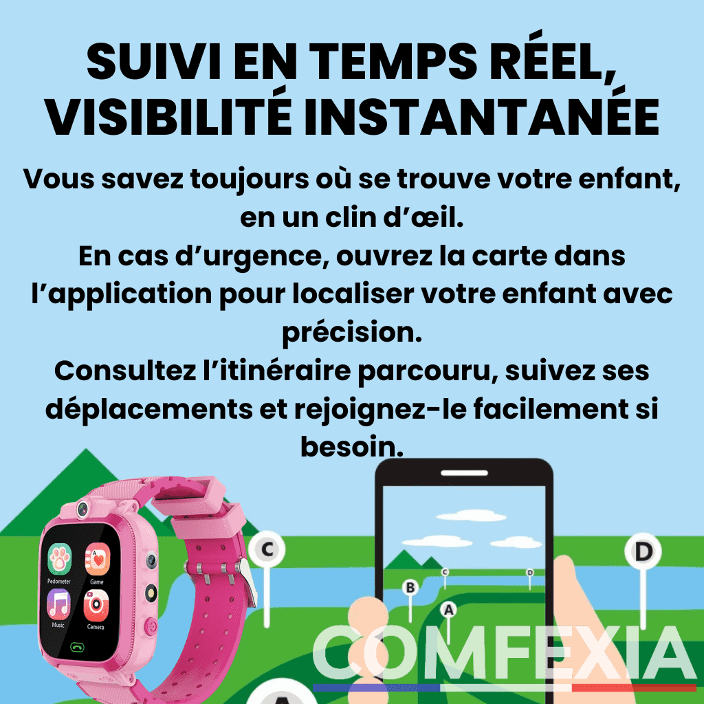 Comfexia™ – Montre Connectée Enfant 4G avec Appels & Caméra HD