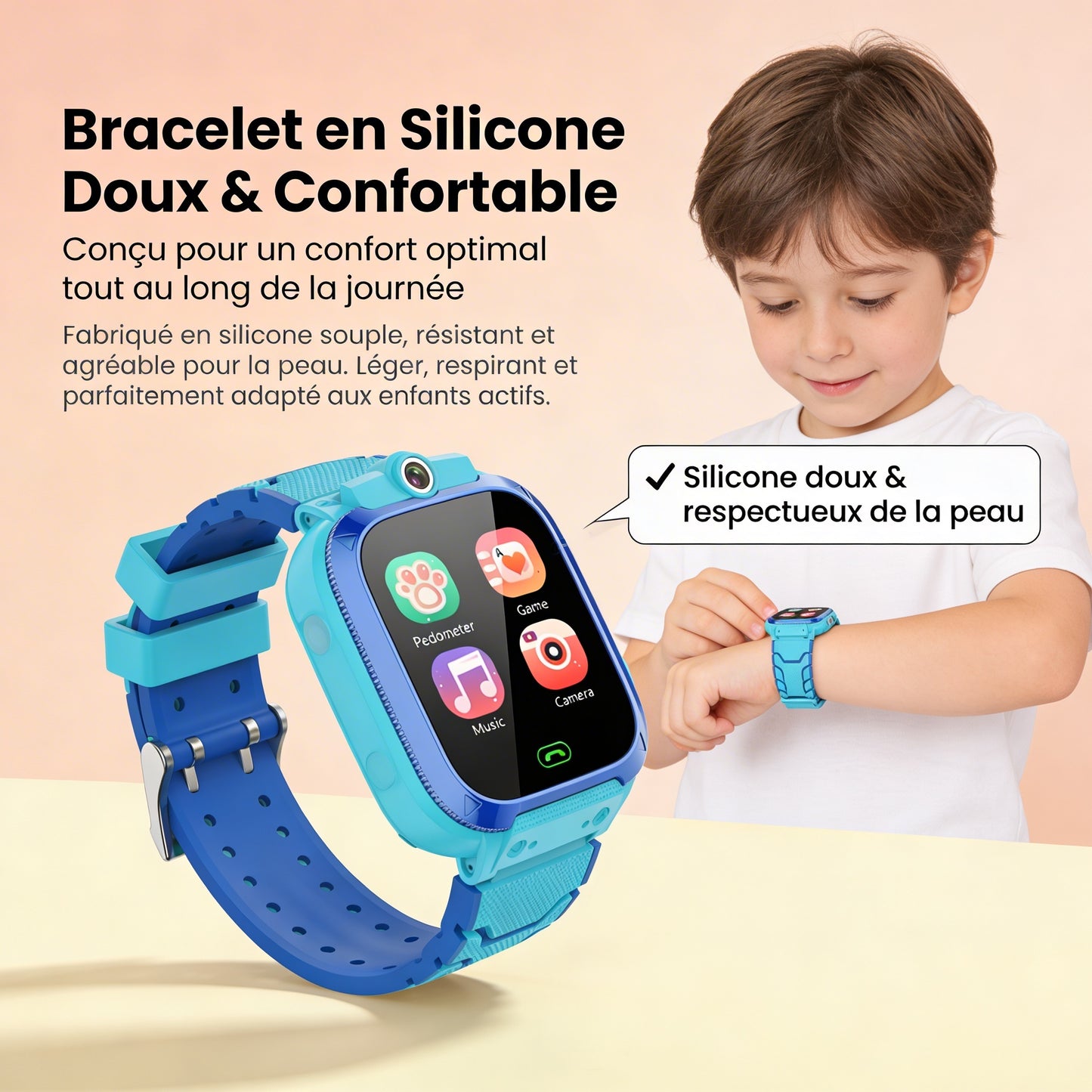 Comfexia™ – Montre Connectée Enfant Multifonction (Jeux, Appels & Caméra HD)