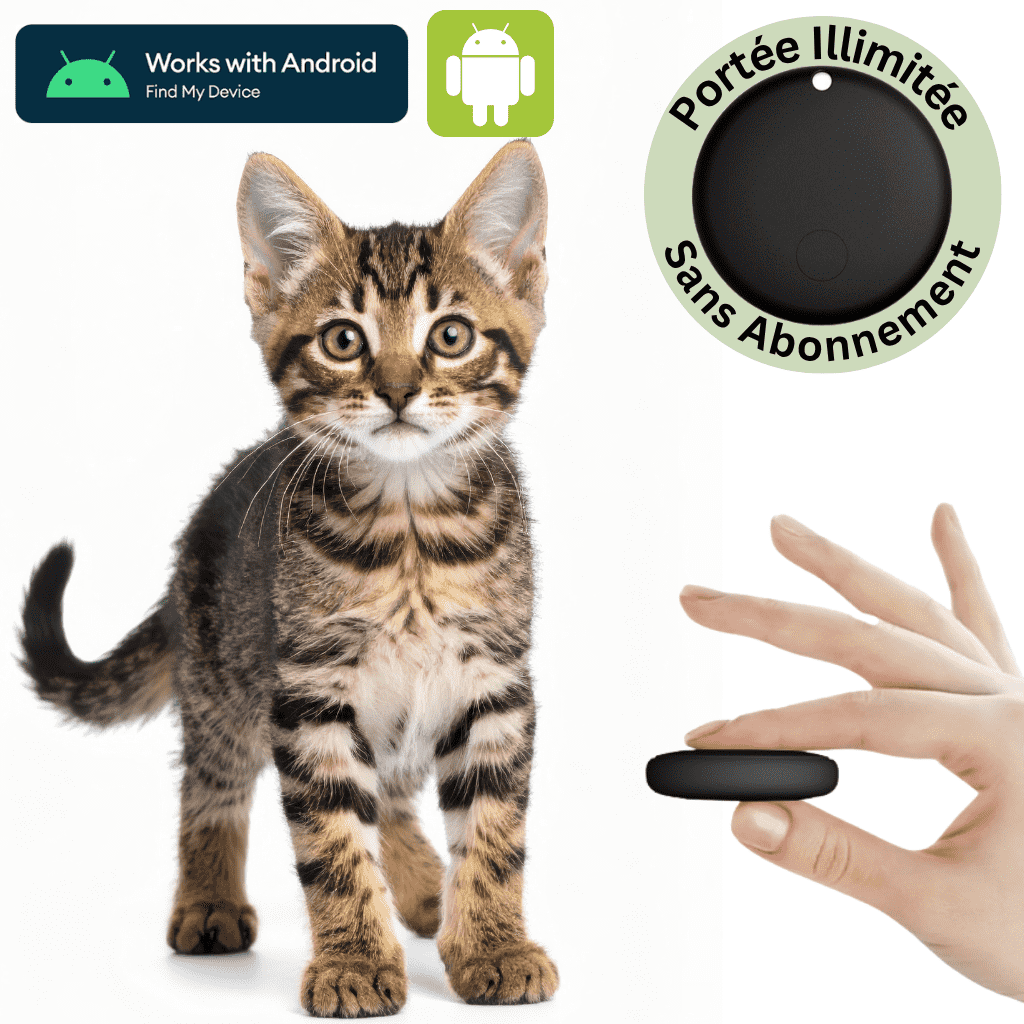 Comfexia™ – Traceur GPS Chat Sans Abonnement & Sans Carte SIM, Compatible Android & iOS