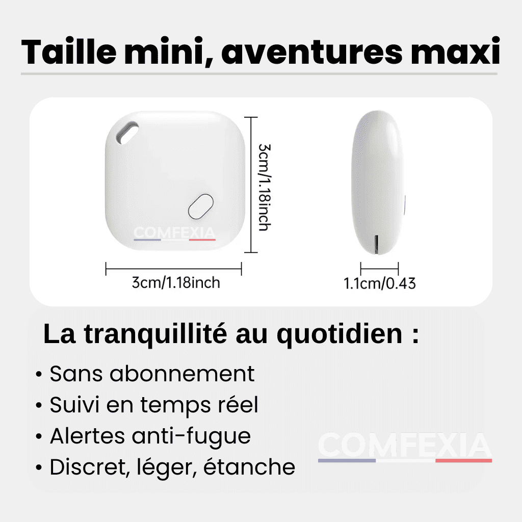 Comfexia™ – Traceur GPS Enfant Sans Abonnement Suivi Précis en Temps Réel, IOS