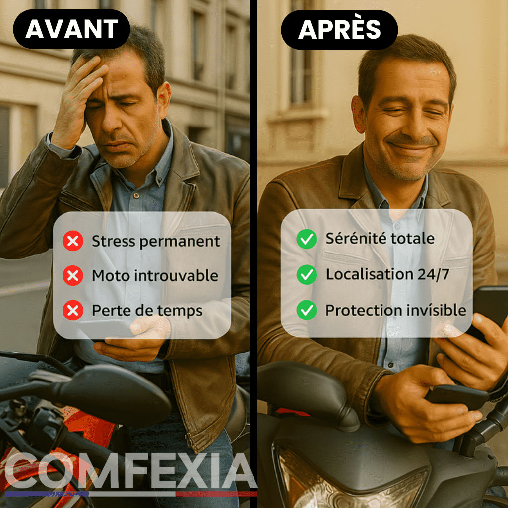 Comfexia™ – Traceur GPS Moto Sans Abonnement – Android & iOS Find My