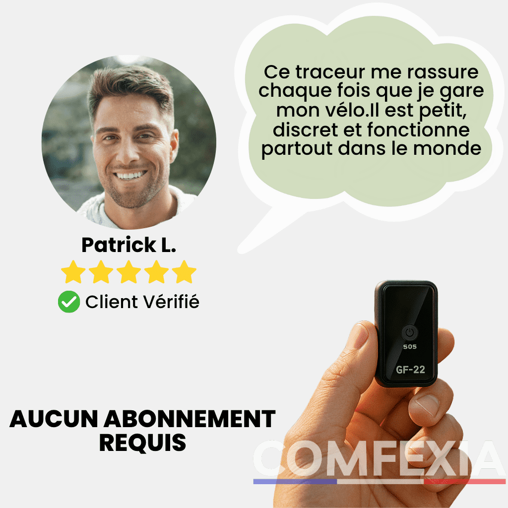 Comfexia™ – Traceur GPS Sans Abonnement, Assurez la Sécurité de Votre Vélo