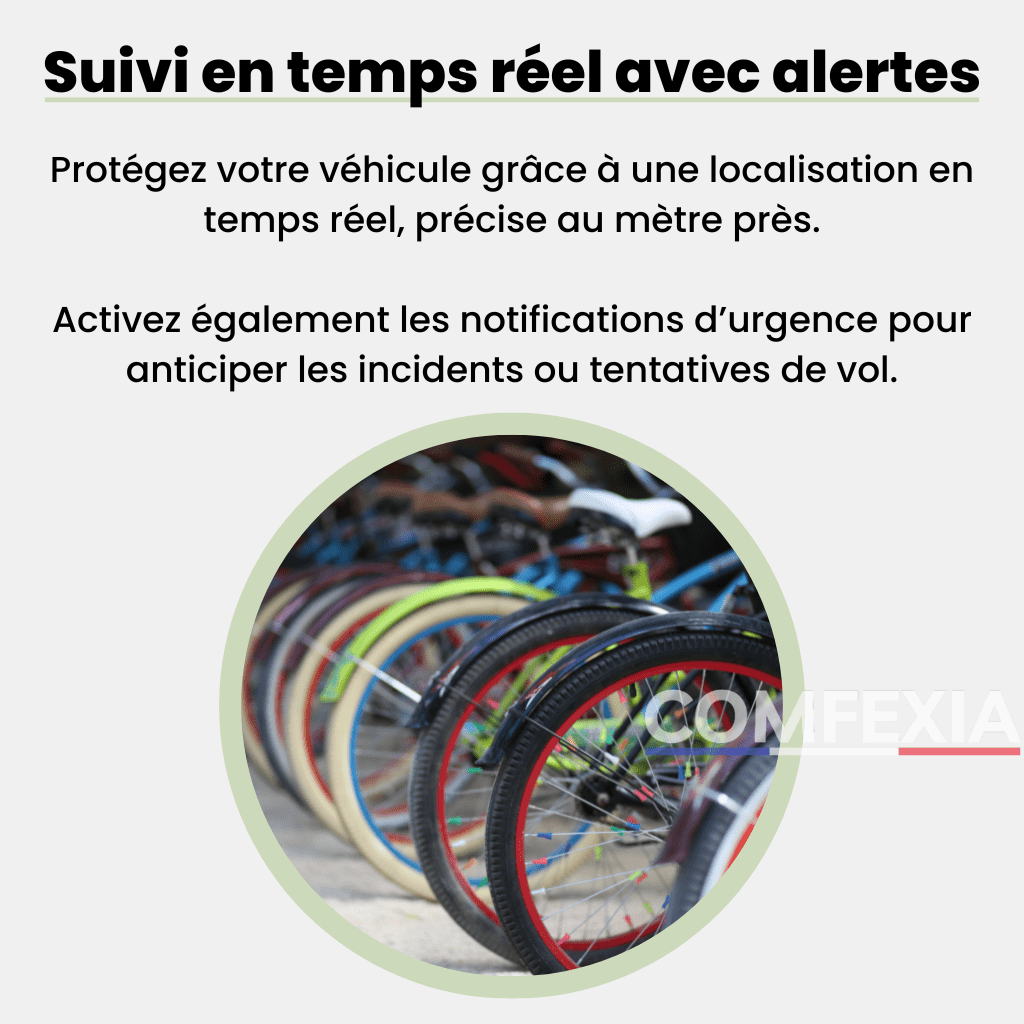 Comfexia™ – Traceur GPS Vélo Sans Abonnement Ultra-Précis, Compatible Android & iOS