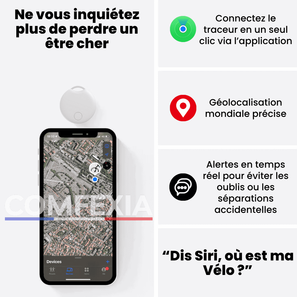 Comfexia™ – Traceur GPS Vélo Sans Abonnement Ultra-Précis, Compatible Android & iOS