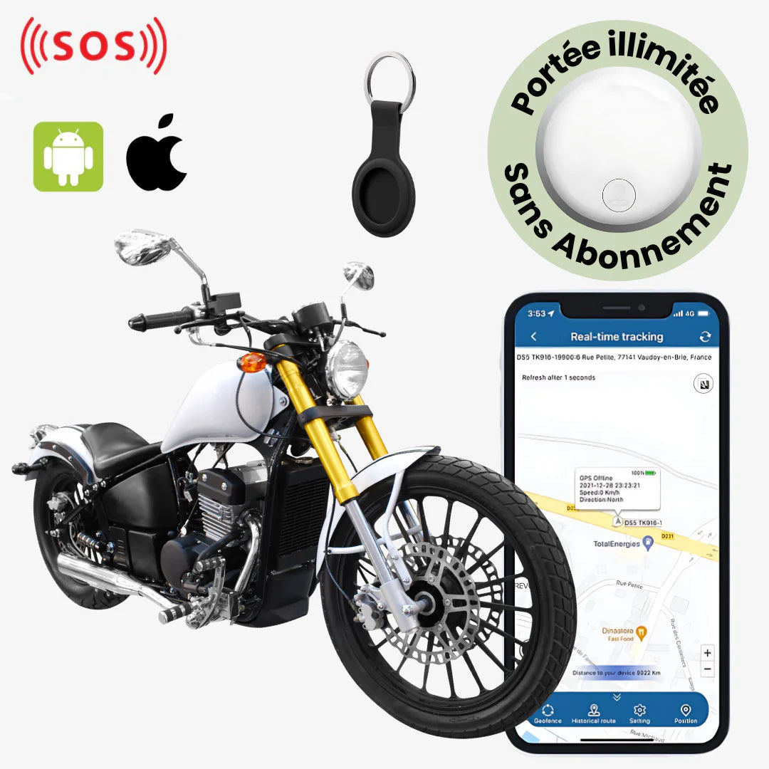 Motrix™ – Traceur GPS Moto Sans Abonnement Suivi Temps Réel Autonome