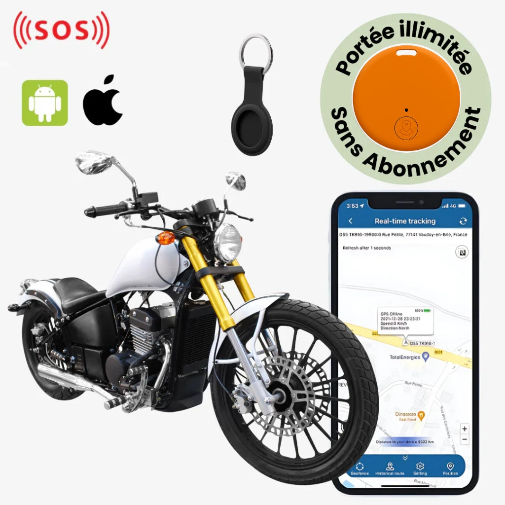 Motrix™ – Traceur GPS Moto Sans Abonnement Suivi Temps Réel Autonome