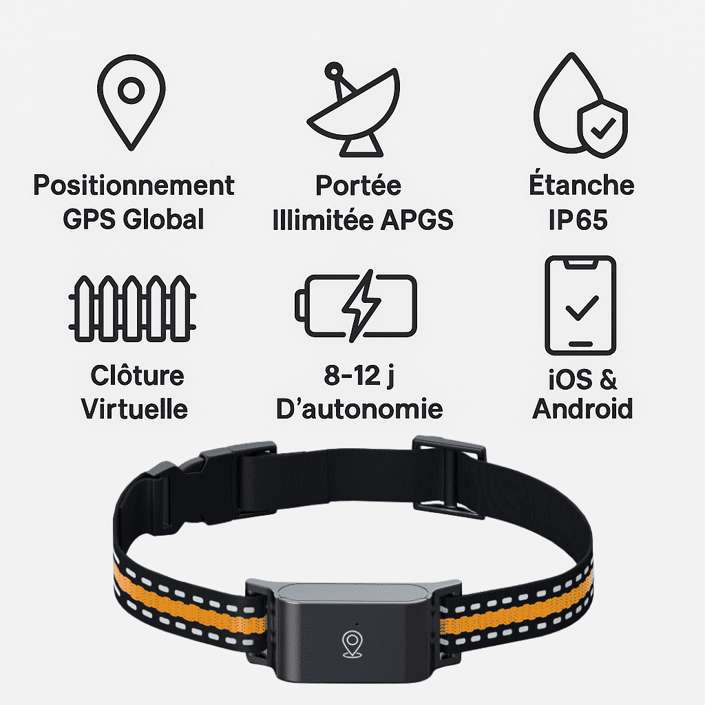 SafePaw™ – Collier GPS Chat Sans Abonnement avec Suivi Précis, Portée Illimitée