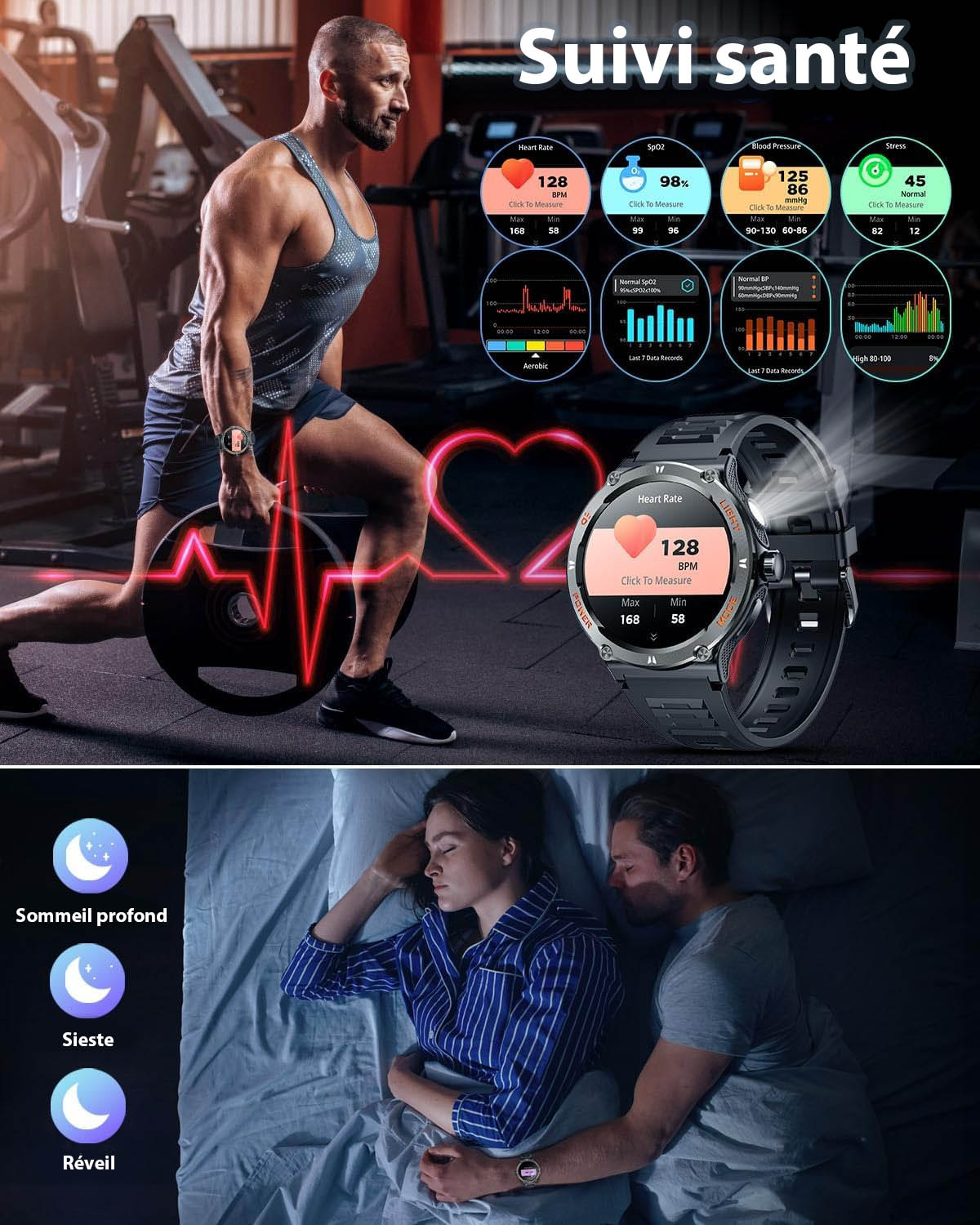 SportConnect™ – Montre Connectée Homme Écran HD avec Boussole Intégrée-3