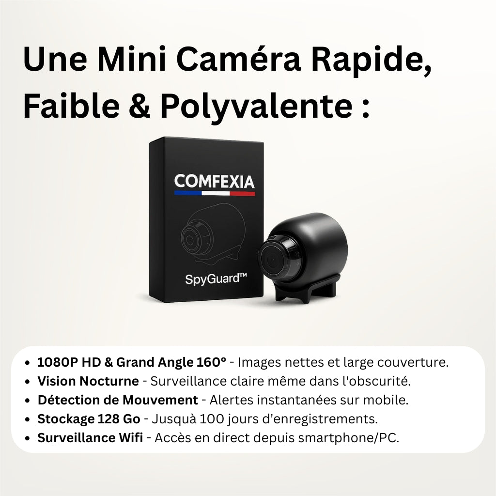 SpyGuard™ – Mini Caméra Espion HD avec Vision Nocturne et Détection de Mouvement