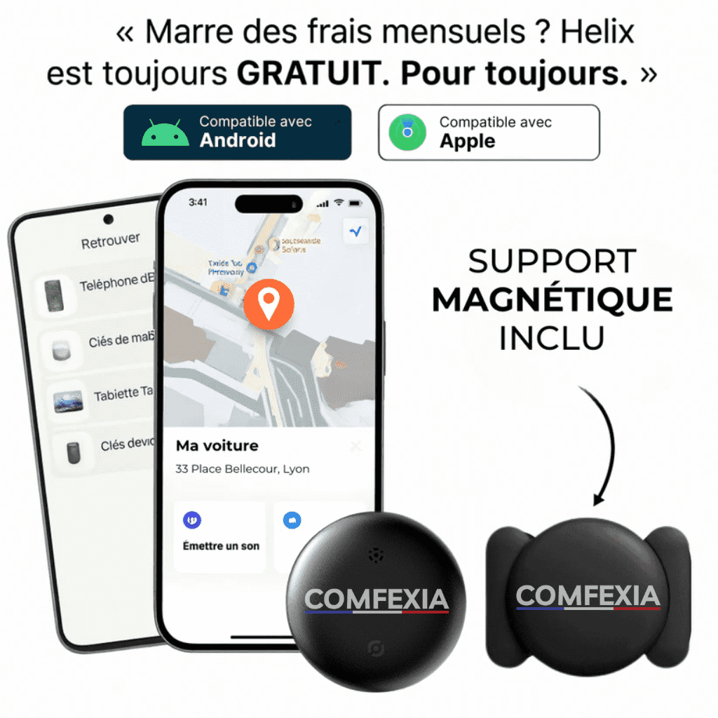 Comfexia™ – Traceur GPS Sans Abonnement, Compatible Android & iOS