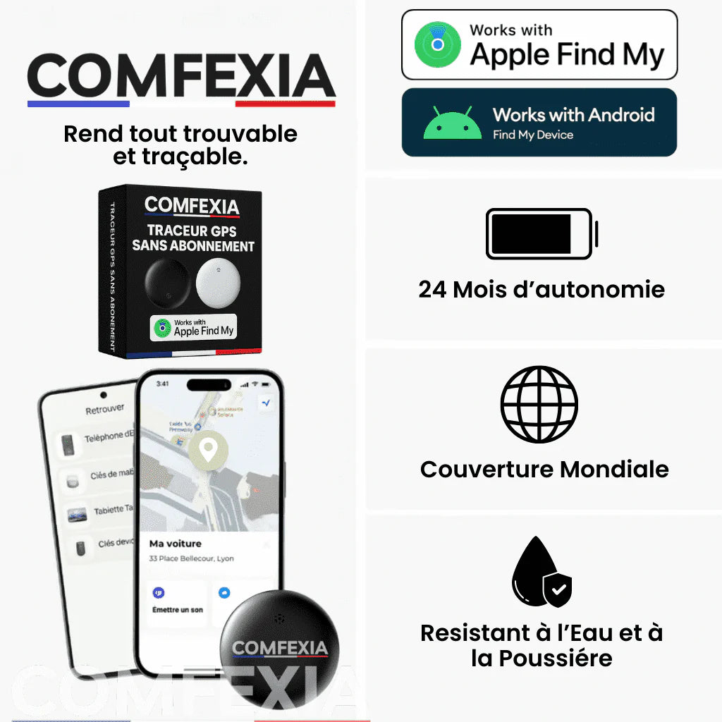 Comfexia™ – Traceur GPS Valise Sans Abonnement, Android & iOS