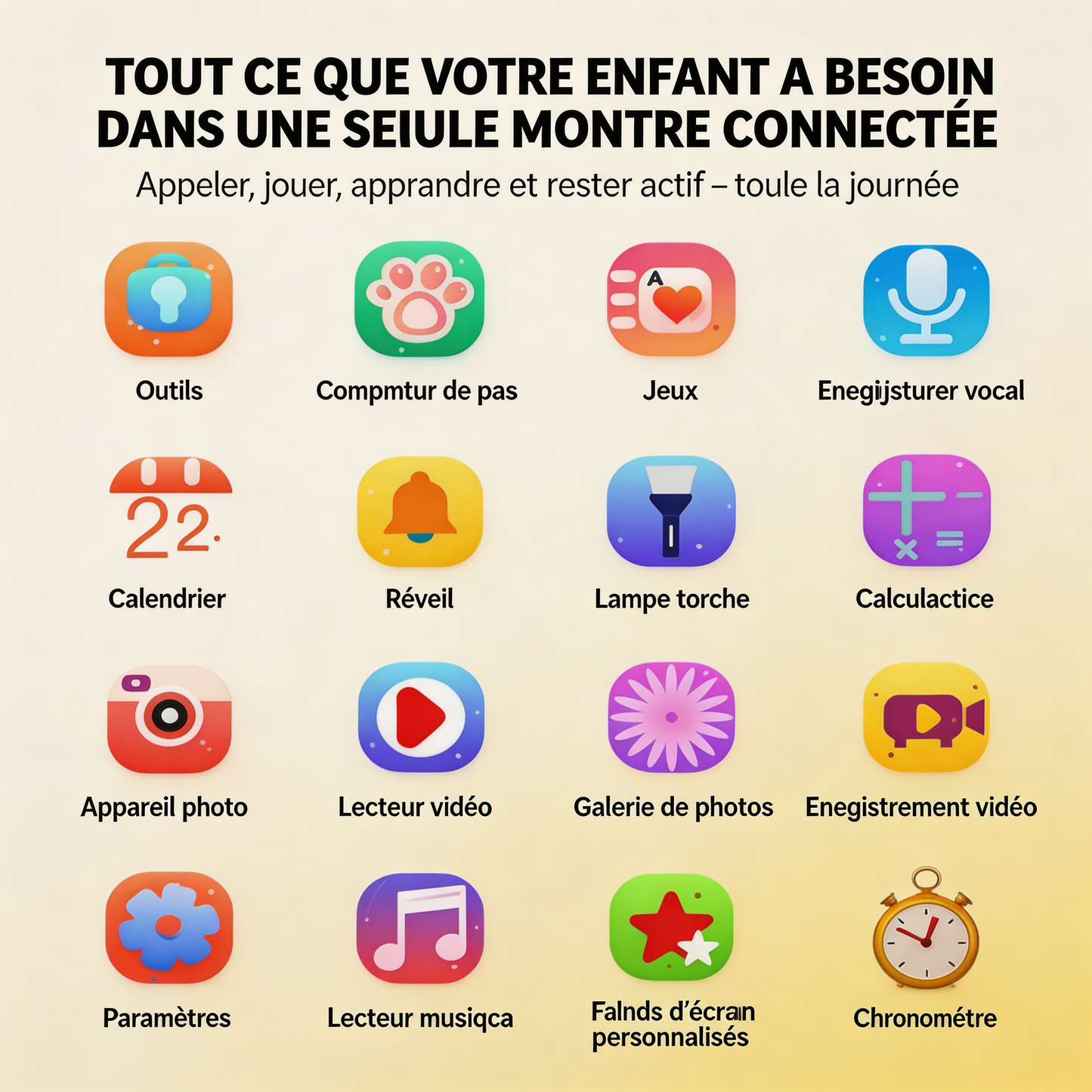 Comfexia™ – Montre Connectée Enfant Multifonction (Jeux, Appels & Caméra HD)