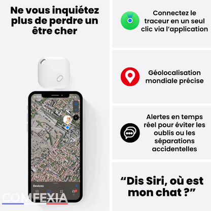 Comfexia™ – Traceur GPS Chat Sans Abonnement Suivi Précis, IOS