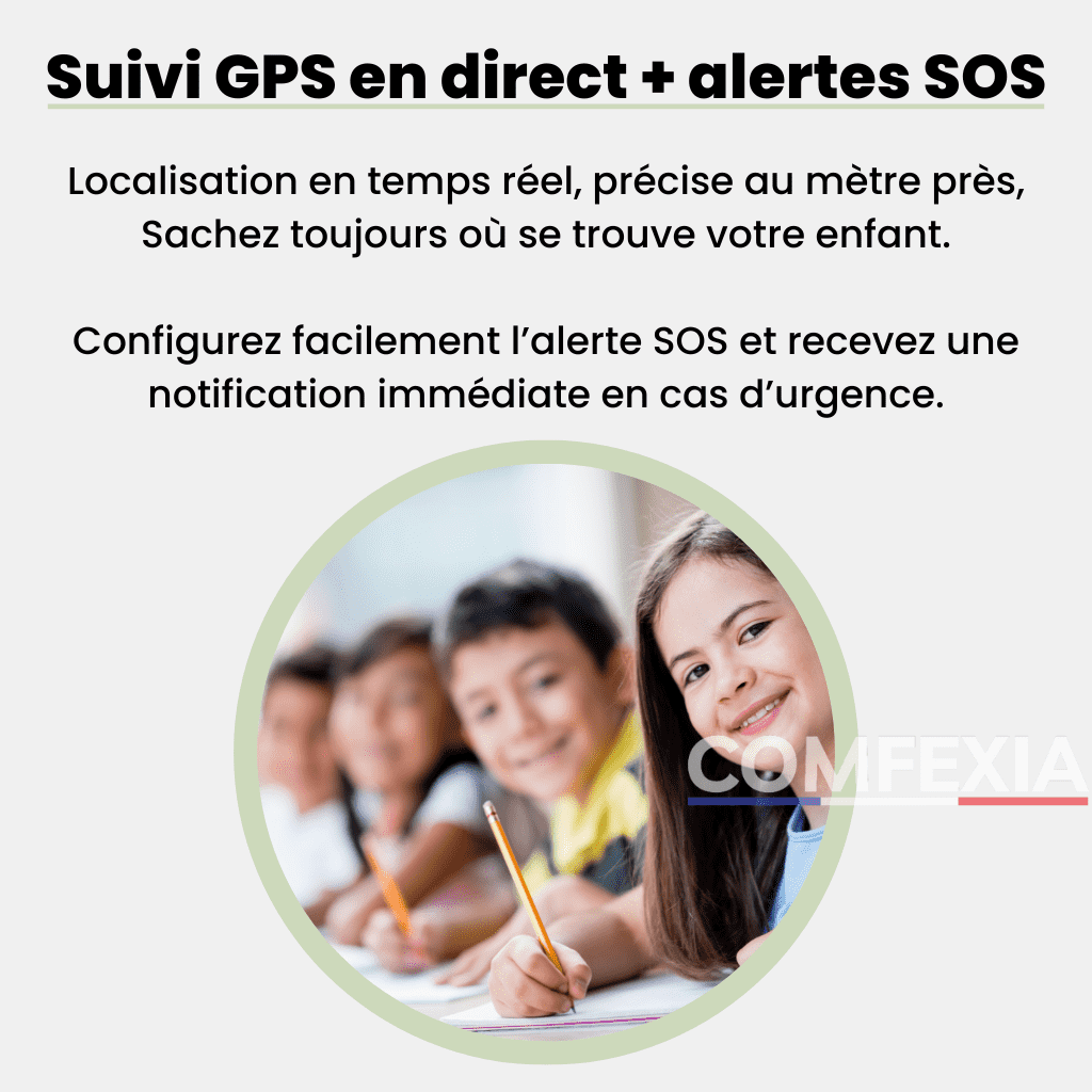 Comfexia™ – Traceur GPS Enfant Sans Abonnement Ultra-Précis, Compatible Android & iOS