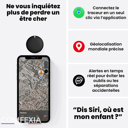Comfexia™ – Traceur GPS Enfant Sans Abonnement & Sans Carte SIM, Compatible Android & iOS