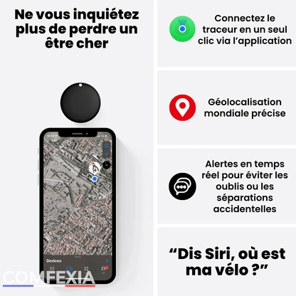 Comfexia™ – Traceur GPS Vélo Sans Abonnement & Sans Carte SIM, Compatible Android & iOS