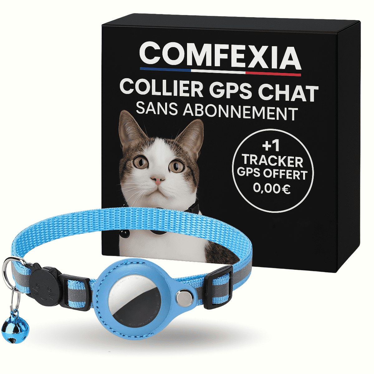Comfexia™ – Collier GPS Sans Abonnement pour chat, IOS & Android