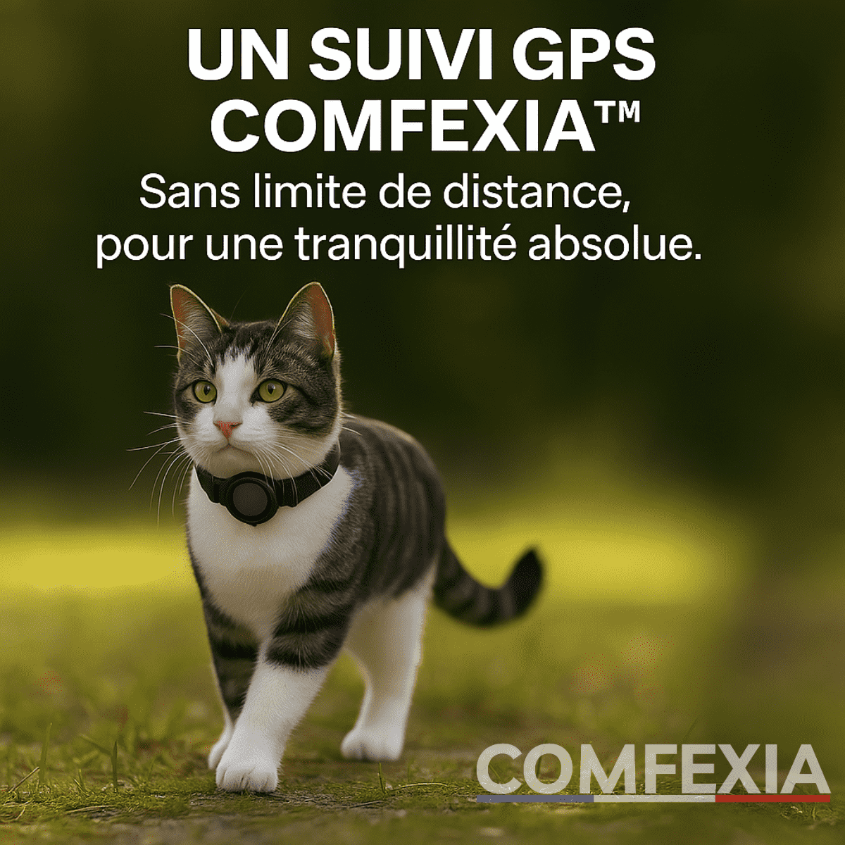 Comfexia™ – Collier GPS Sans Abonnement pour chat, IOS & Android
