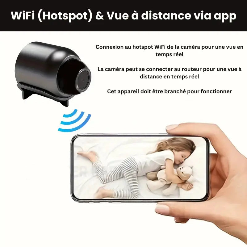 Comfexia™ – Mini Caméra Espion Sans Fil, Contrôle à Distance et Enregistrement HD