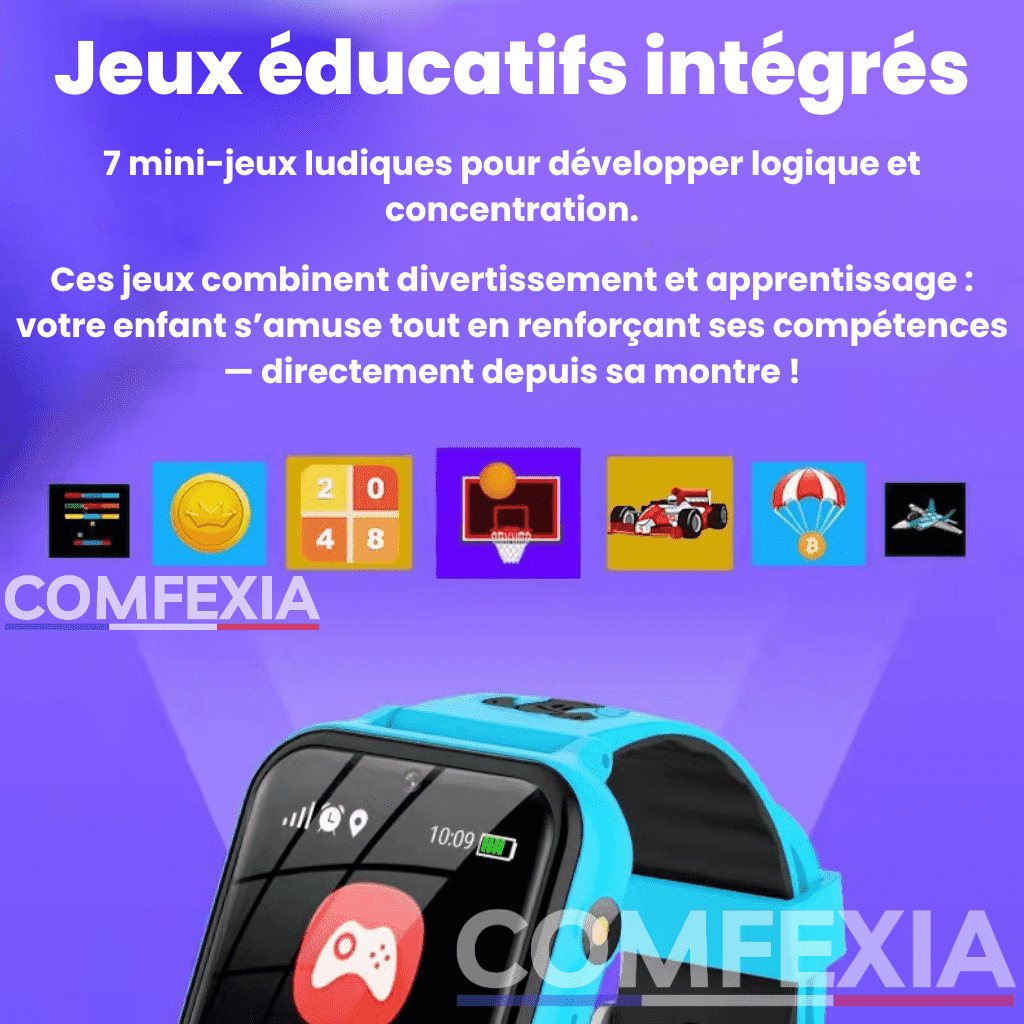 Comfexia™ – Montre Connectée Enfant 4G avec Appels & Jeux Éducatifs