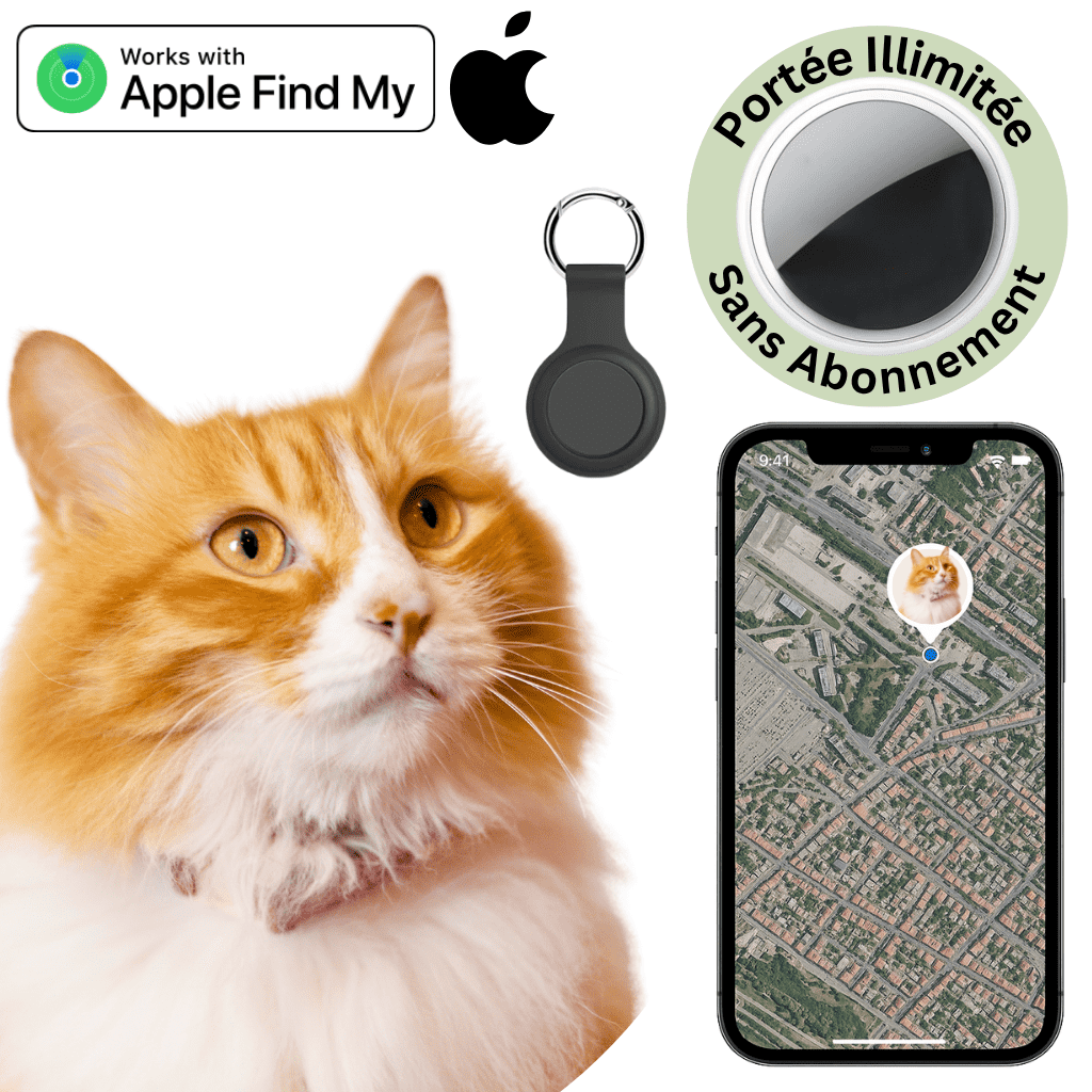 Comfexia™ – Traceur GPS Chat Sans Abonnement, iOS Apple Find My