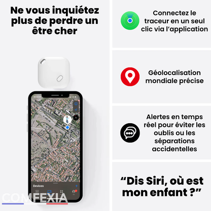 Comfexia™ – Traceur GPS Enfant Sans Abonnement Suivi Précis en Temps Réel, IOS
