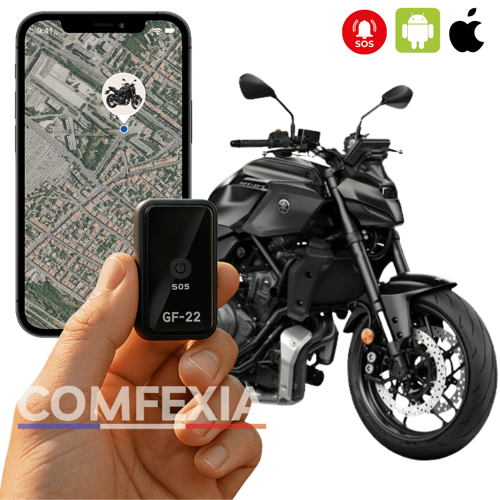 Comfexia™ – Traceur GPS Sans Abonnement, Assurez la Sécurité de Votre Moto