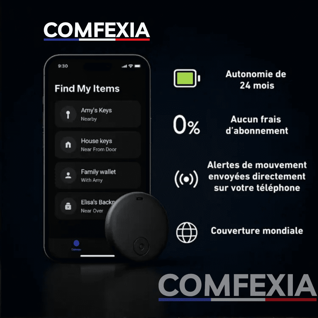 Comfexia™ – Traceur GPS Sans Abonnement, IOS My Find