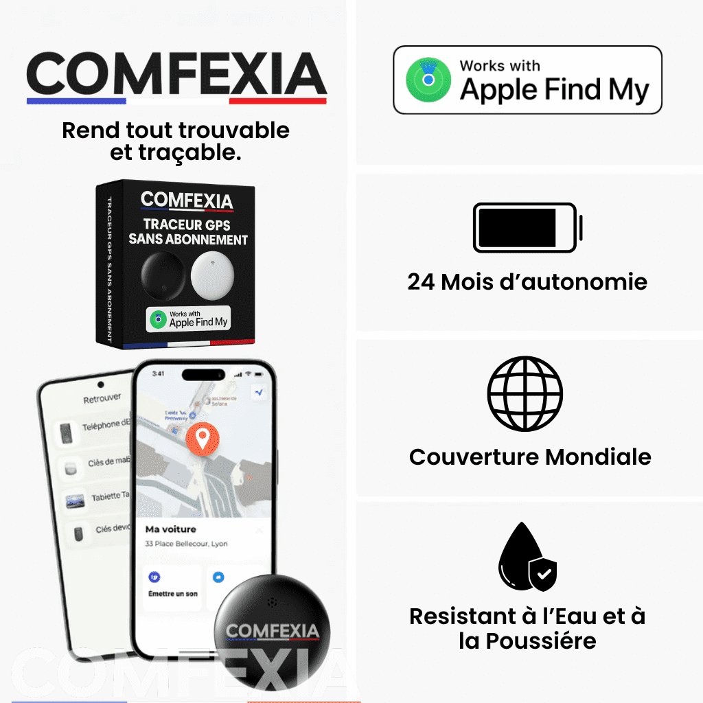 Comfexia™ – Traceur GPS Sans Abonnement, IOS My Find