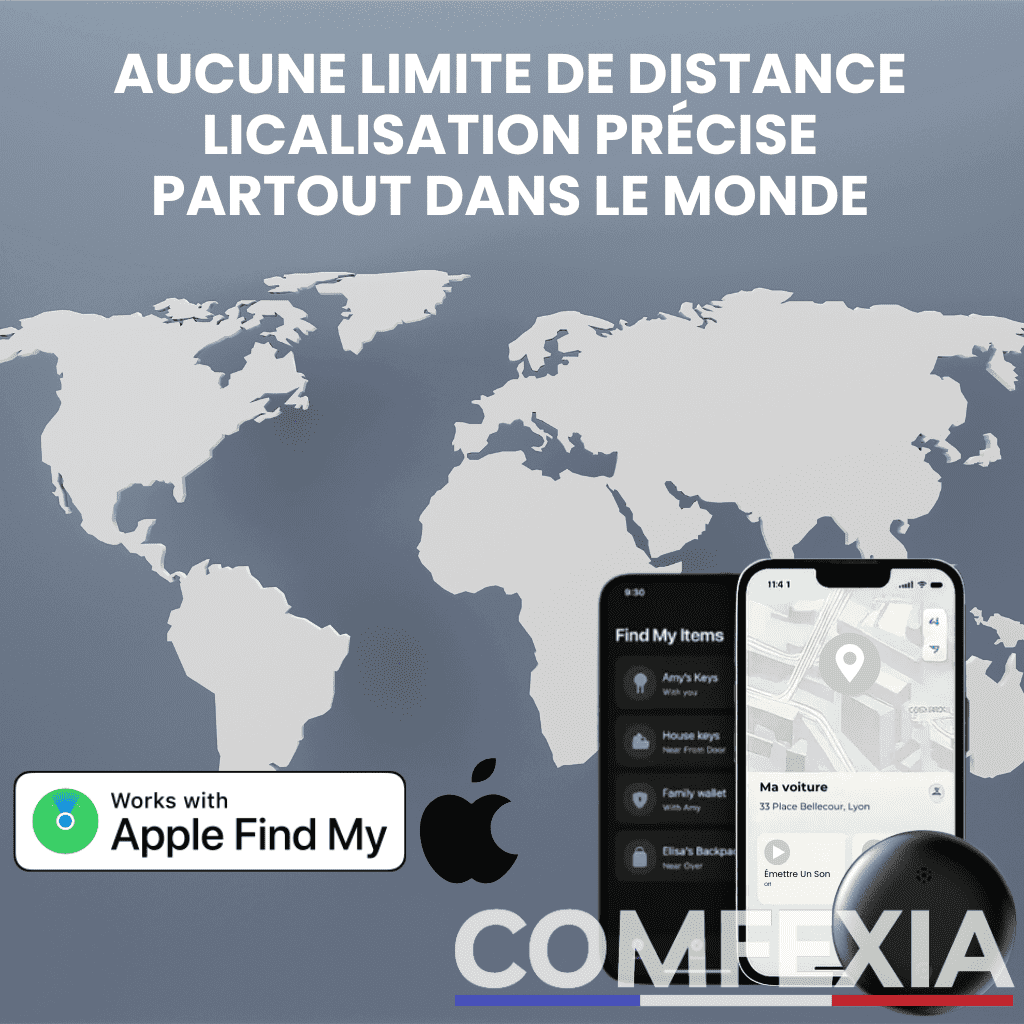 Comfexia™ – Traceur GPS Voiture Sans Abonnement – Android & iOS Find My