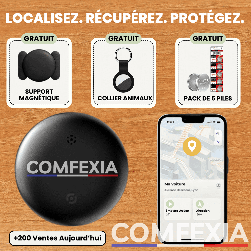 Comfexia™ – Traceur GPS Voiture Sans Abonnement – Android & iOS Find My