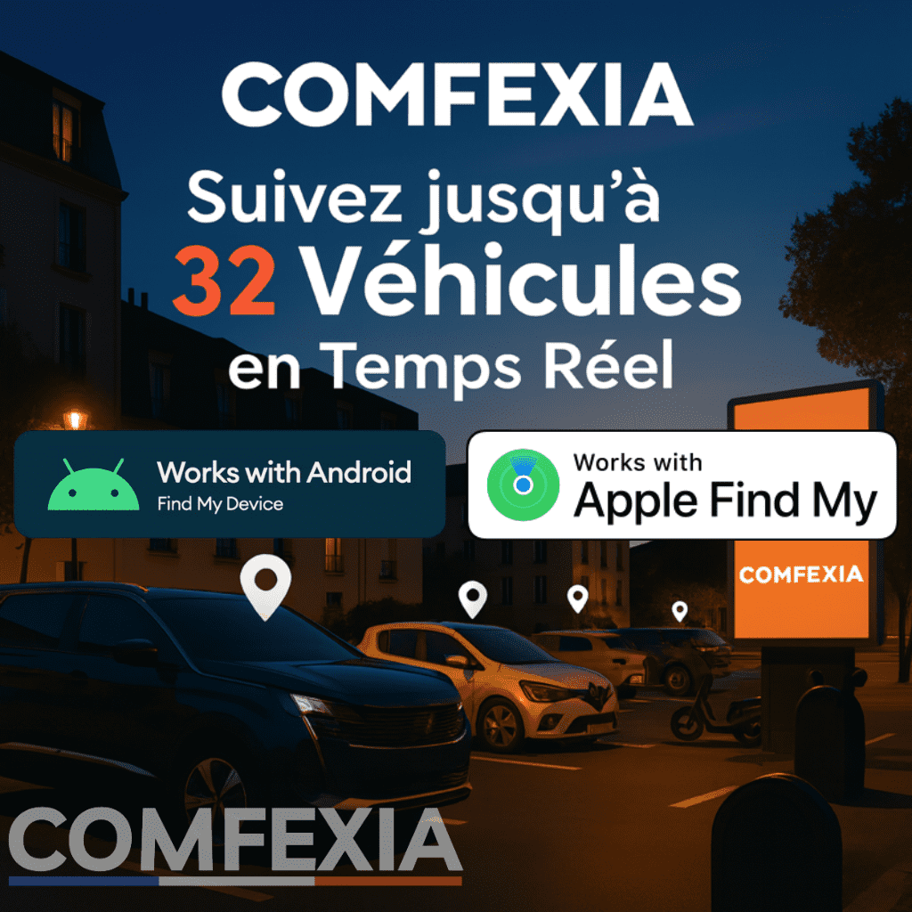 Comfexia™ – Traceur GPS Voiture Sans Abonnement – Android & iOS Find My