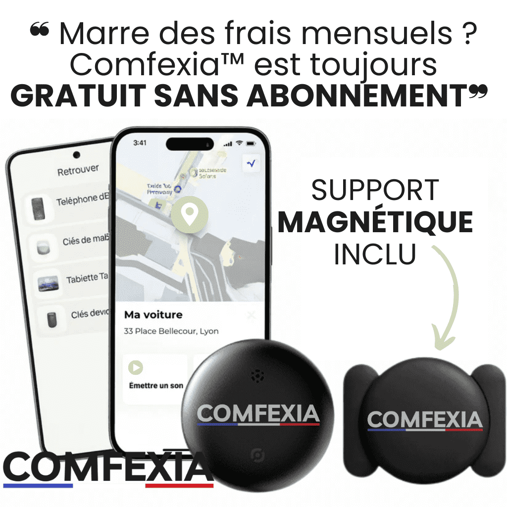 Comfexia™ – Traceur GPS Voiture Sans Abonnement – Android & iOS Find My