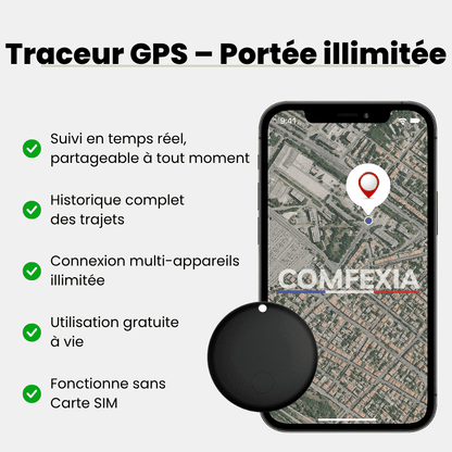 Comfexia™ – Traceur GPS Voiture Sans Abonnement & Sans Carte SIM, Compatible Android & iOS