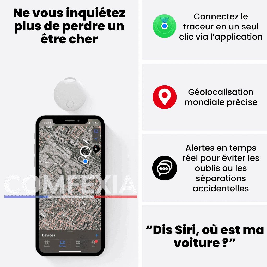 Comfexia™ – Traceur GPS voiture Sans Abonnement Ultra-Précis, Compatible Android & iOS