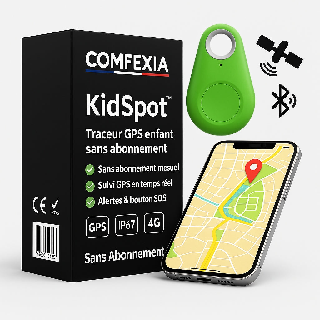 KidSpot™ – Traceur GPS Enfant Sans Abonnement Suivi Instantané & Alertes SOS