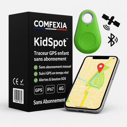 KidSpot™ – Traceur GPS Enfant Sans Abonnement Suivi Instantané & Alertes SOS