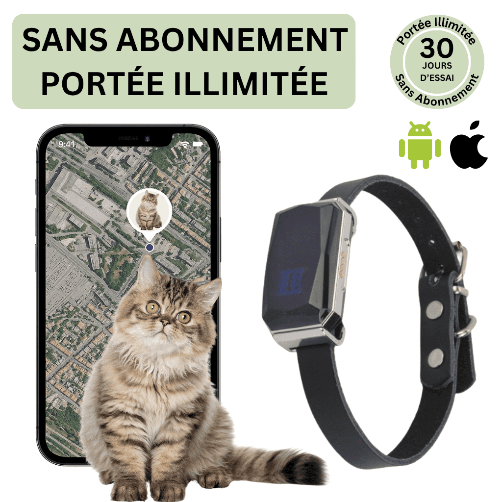 Petrovia™ – Collier GPS Sans Abonnement avec Portée Illimitée
