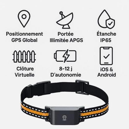 SafePaw™ – Collier GPS Chat Sans Abonnement avec Suivi Précis, Portée Illimitée