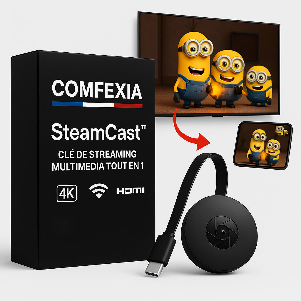 SteamCast™ – Clé Smart TV Stick Multimédia | Streaming 4K WiFi/HDMI