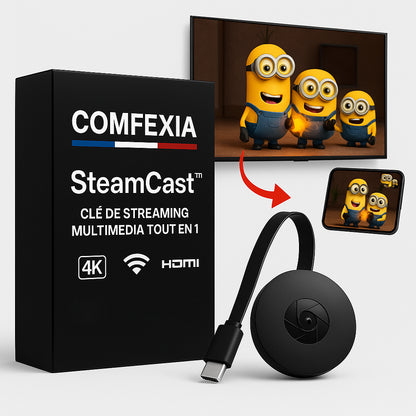 SteamCast™ – Clé Smart TV Stick Multimédia | Streaming 4K WiFi/HDMI