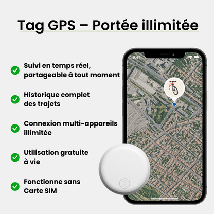 VeloSafe™ – Traceur GPS Vélo Sans Abonnement, Localisation en Temps Réel
